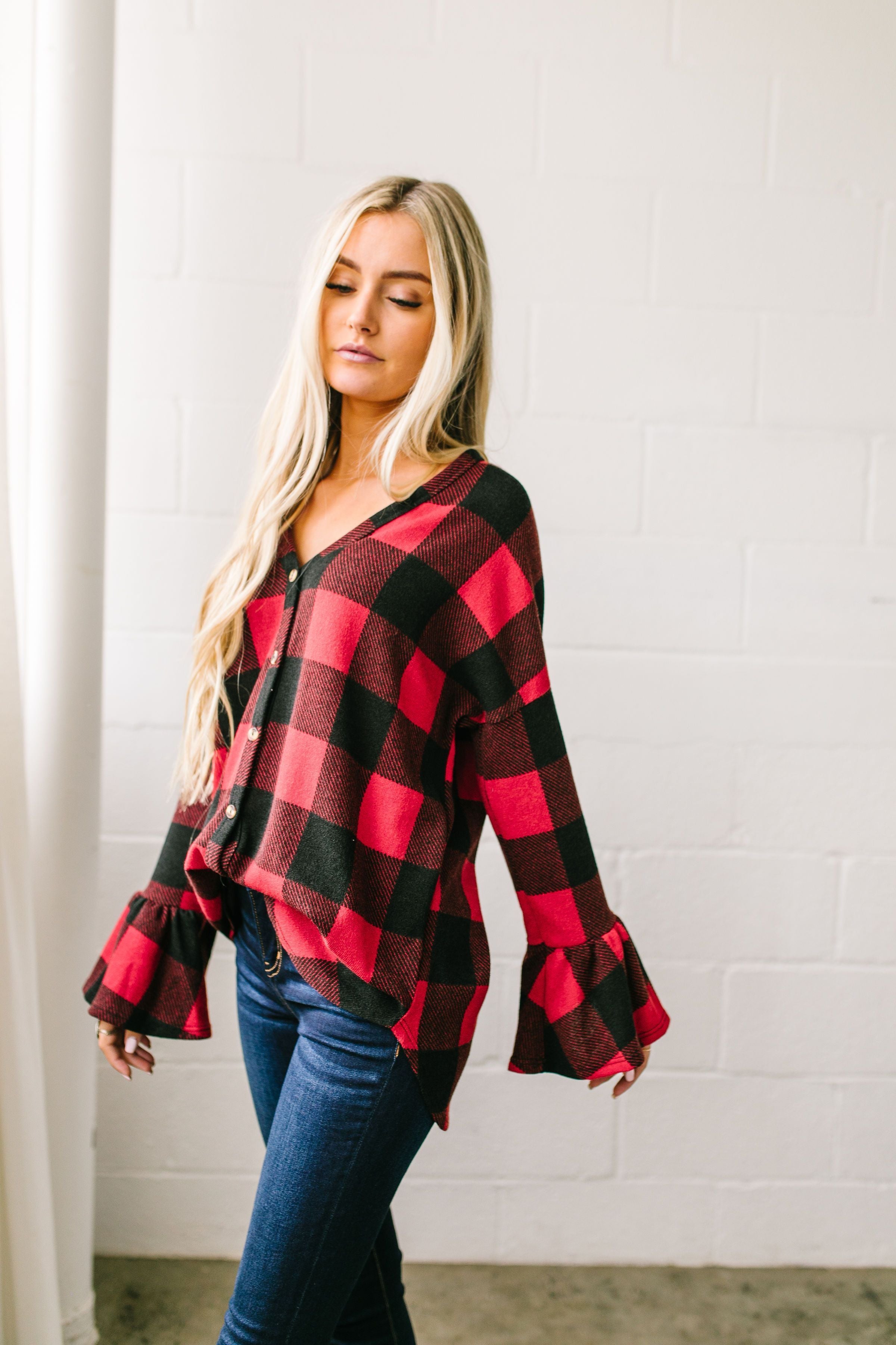 Into The Woods Ribbed Tie Front Top