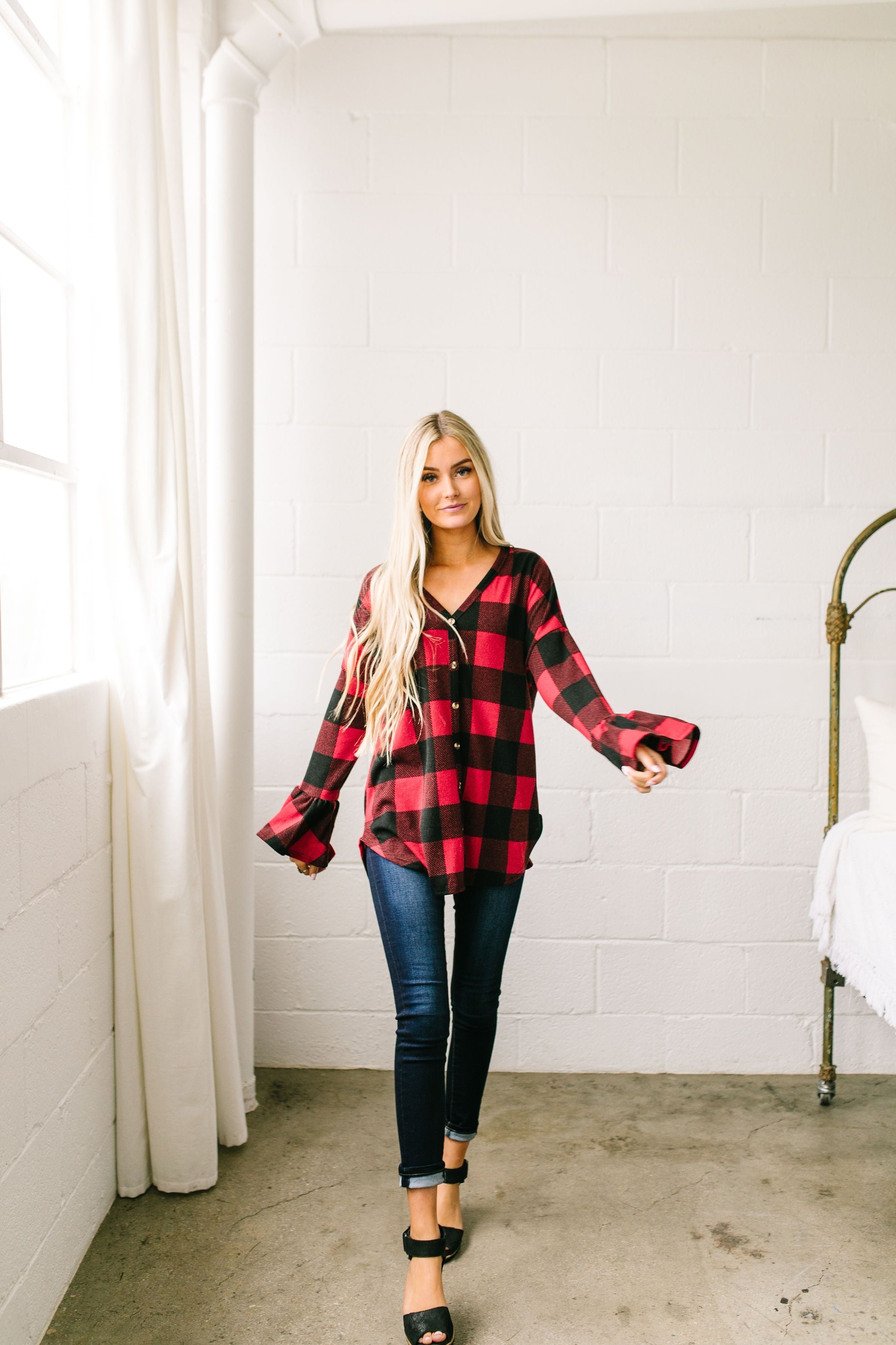 Into The Woods Ribbed Tie Front Top