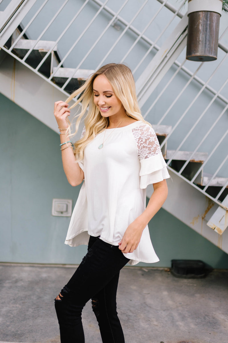Ivory Lace Sleeve Top