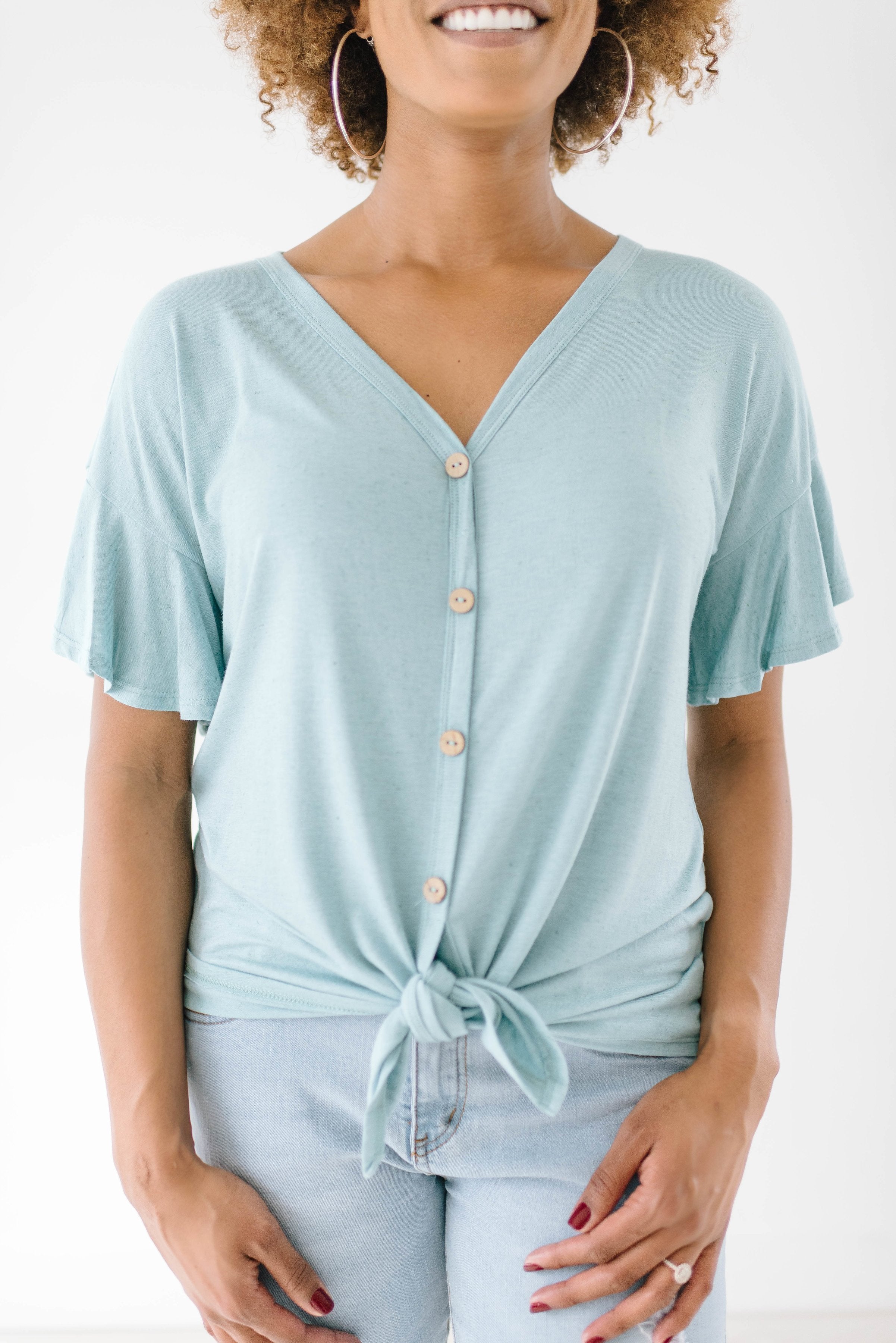 Jessica Ties Top In Seafoam