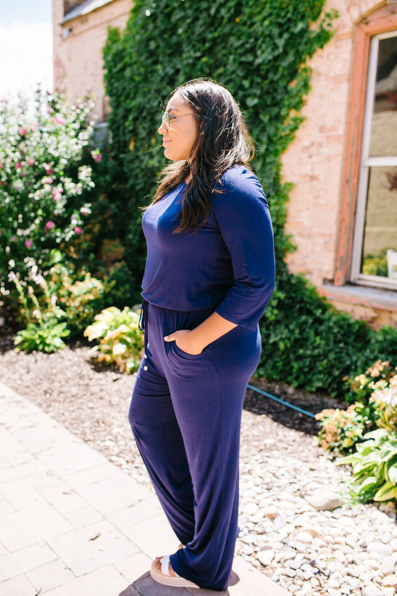 Jump For Joy Navy Jumpsuit