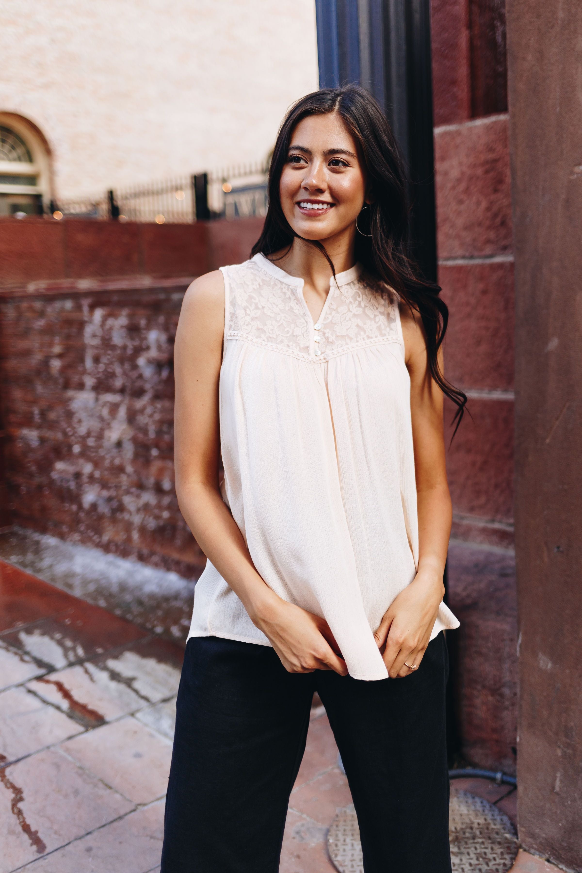 Just A Little Lace Blouse in Peach