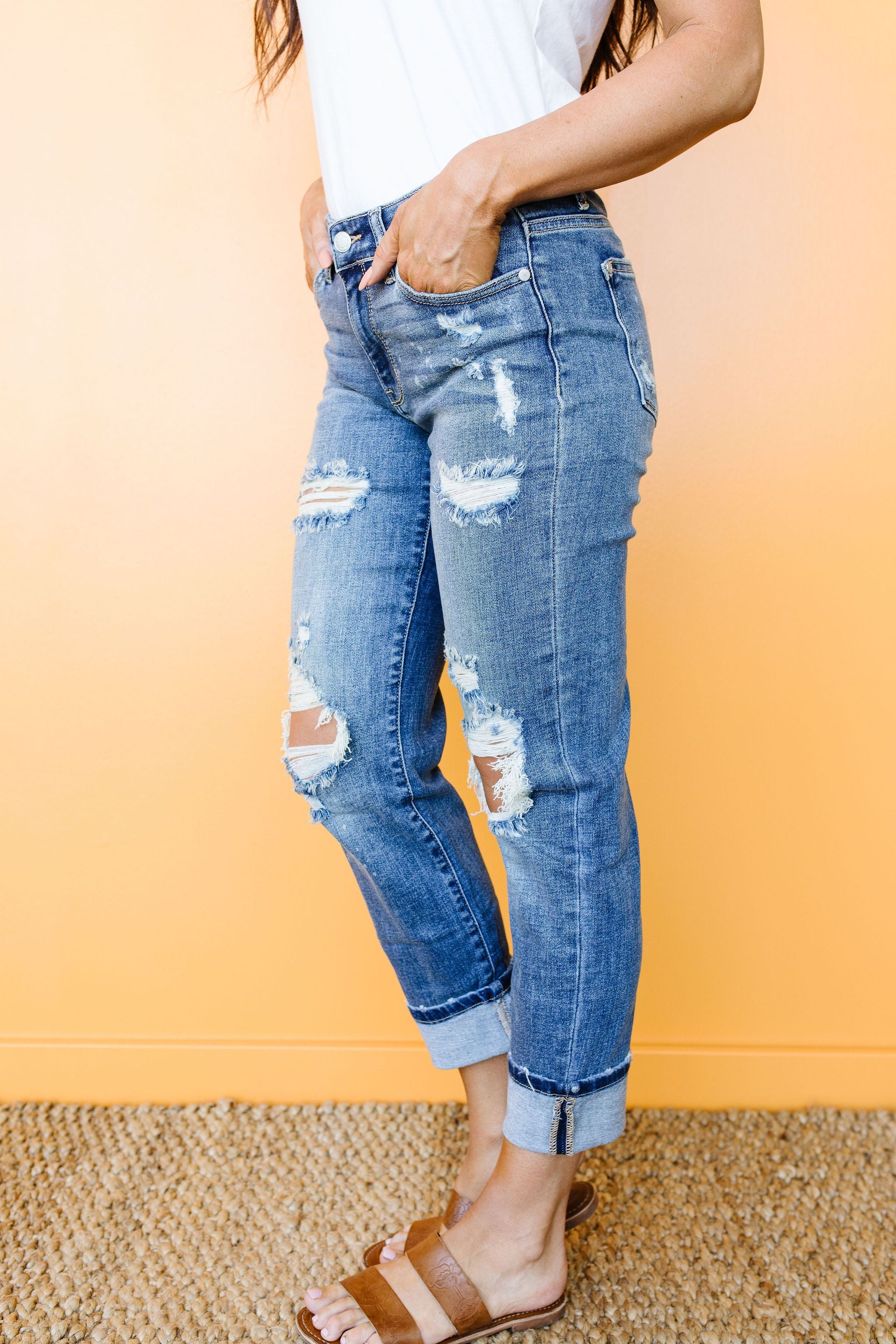 Just My Type Destroyed Boyfriend Jeans