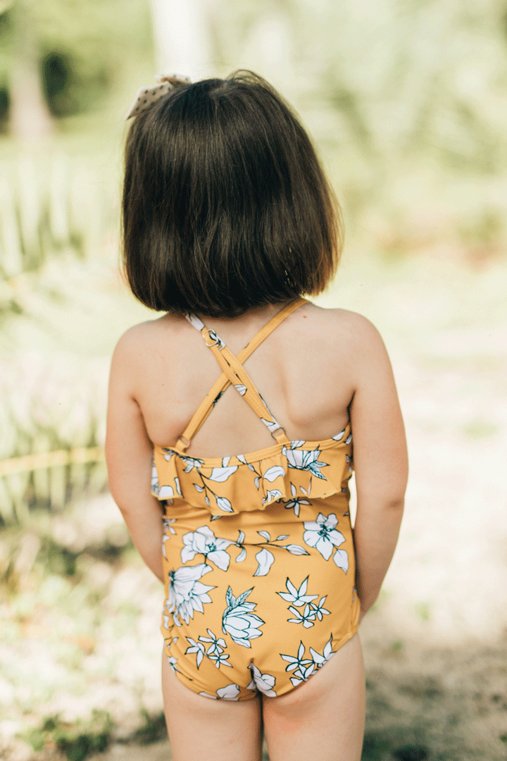 Kids Yellow Floral Ruffle One Piece