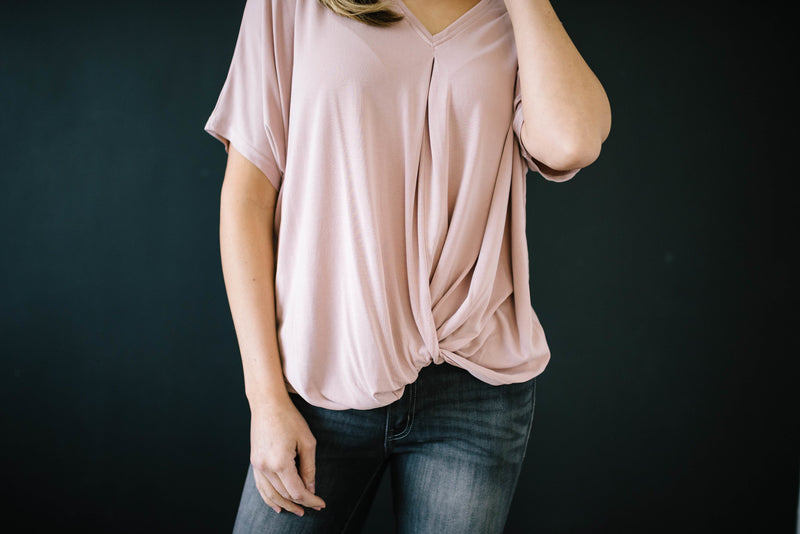 Knot Me V-Neck Tee in Rose