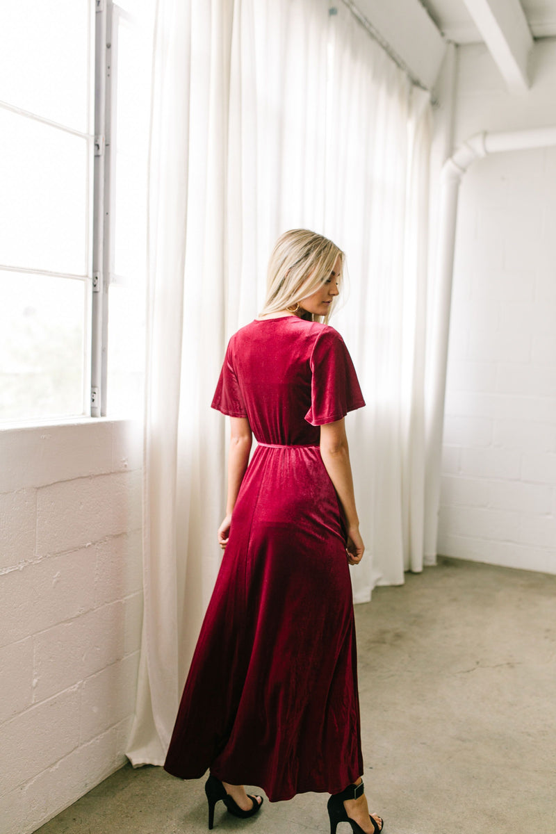 Lady In Red Velvet Wrap Dress - ALL SALES FINAL