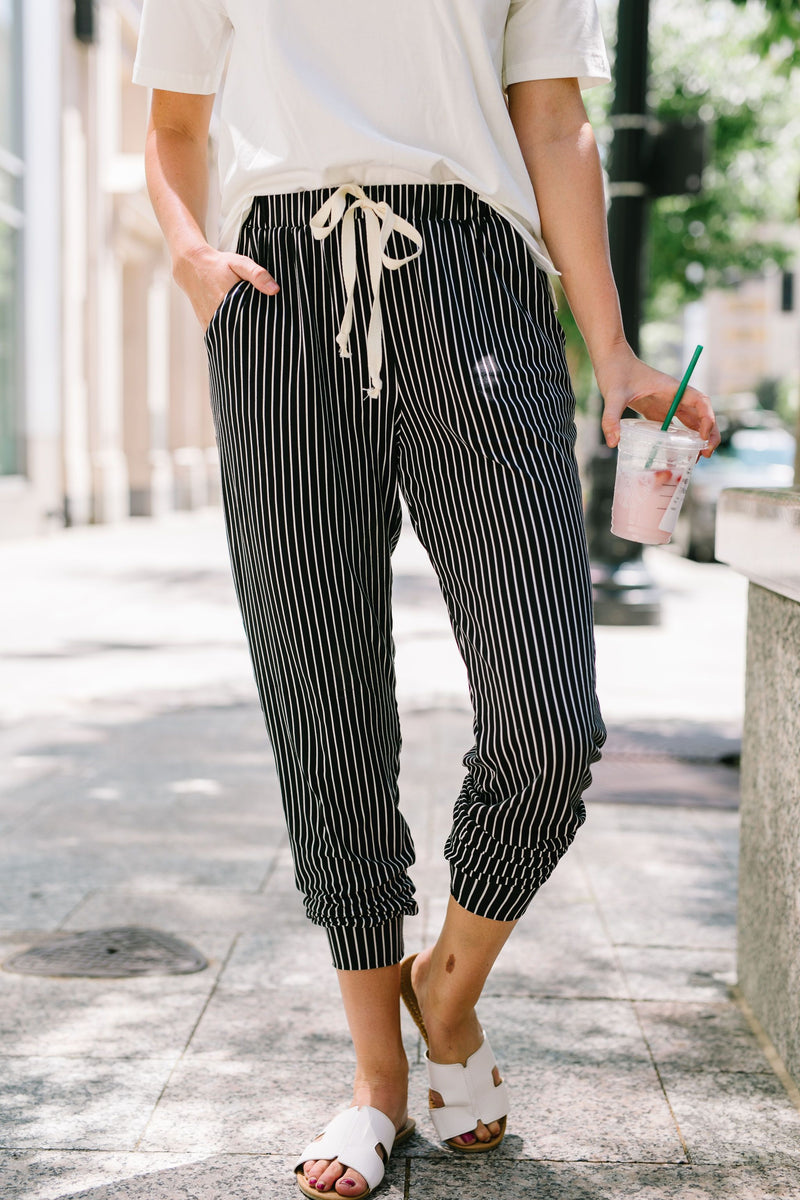 Line Up For Lounging Striped Joggers