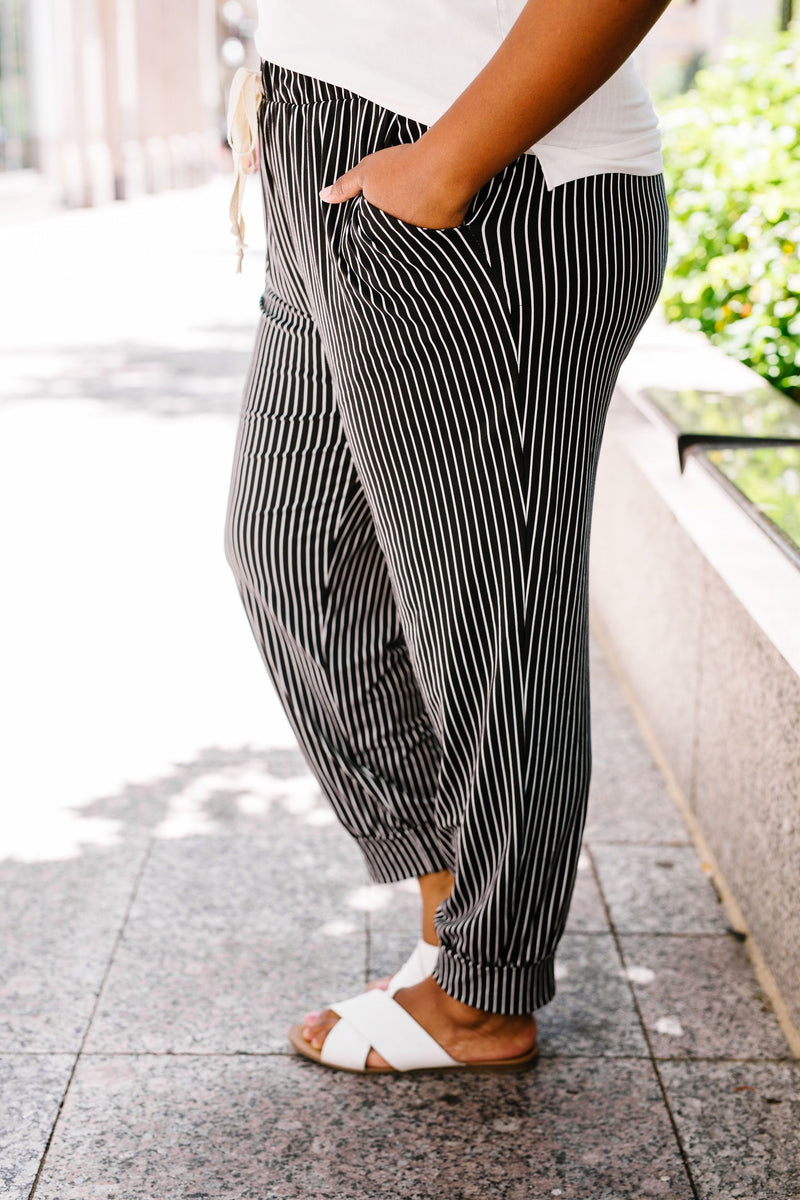 Line Up For Lounging Striped Joggers