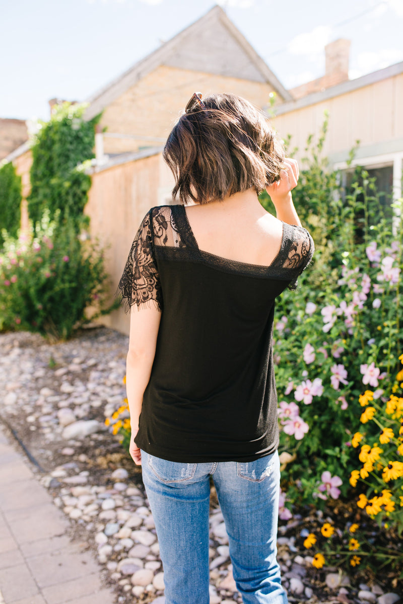 Loaded With Lace V-neck Tee