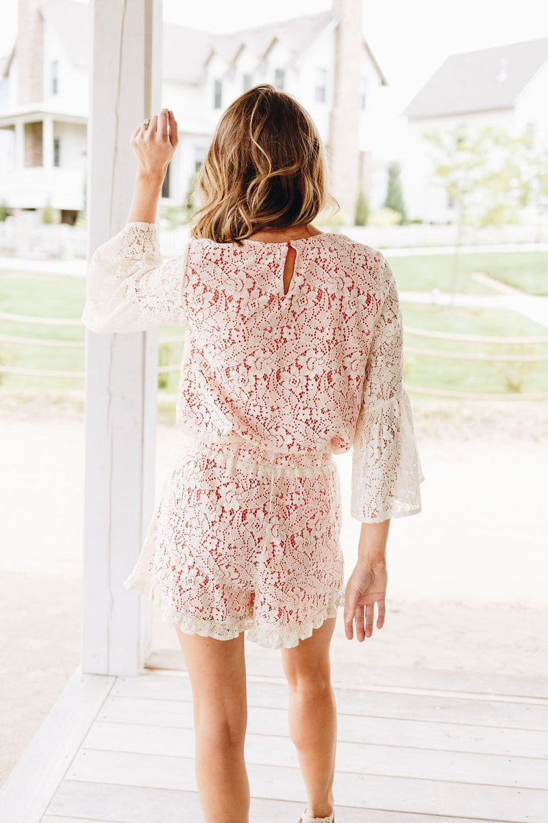 Lolita Bell Sleeve Lace Blouse In Cream