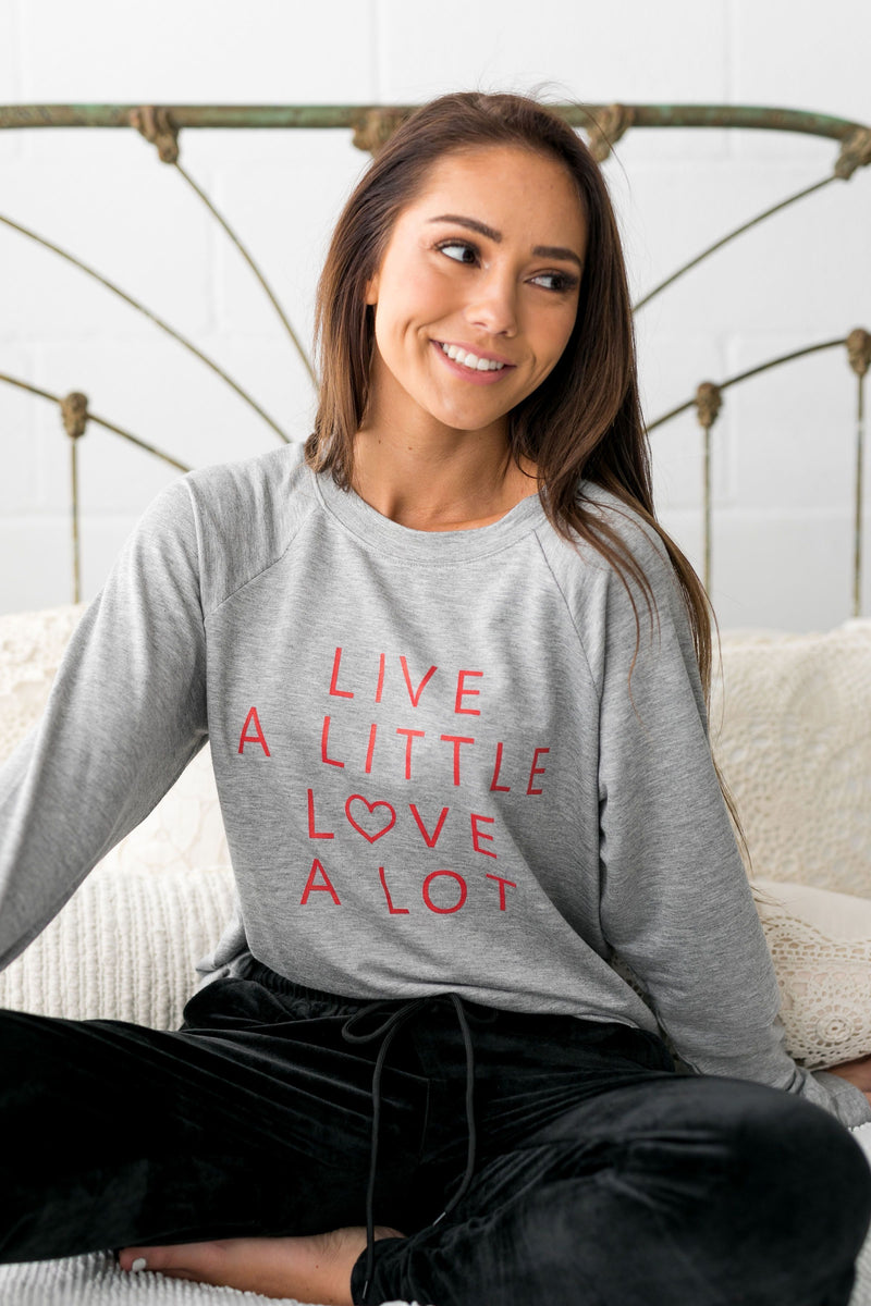 Lots Of Love Graphic Tee In Gray - ALL SALES FINAL