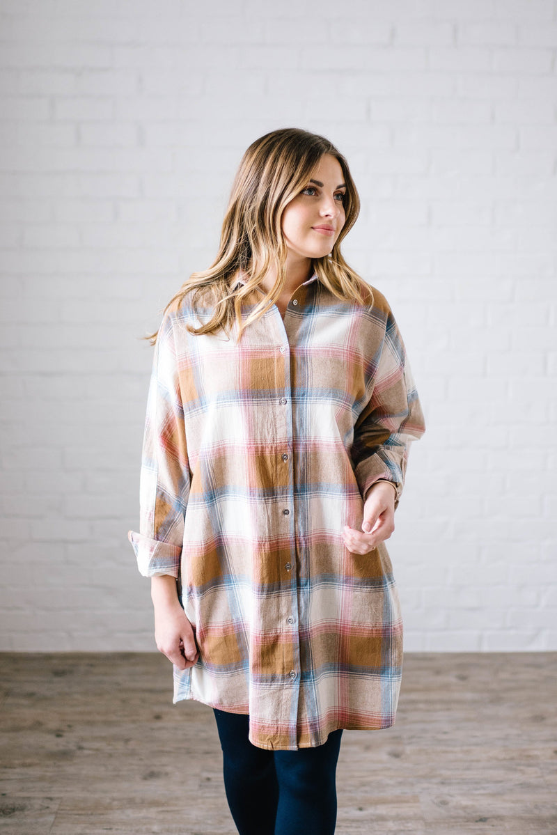 Mad About Plaid Tunic in Camel