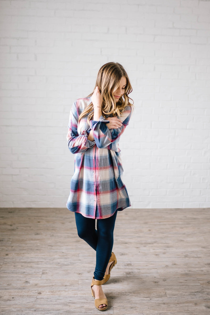 Mad About Plaid Tunic in Navy