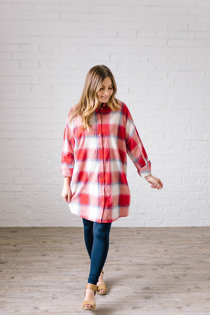 Mad About Plaid Tunic in Red