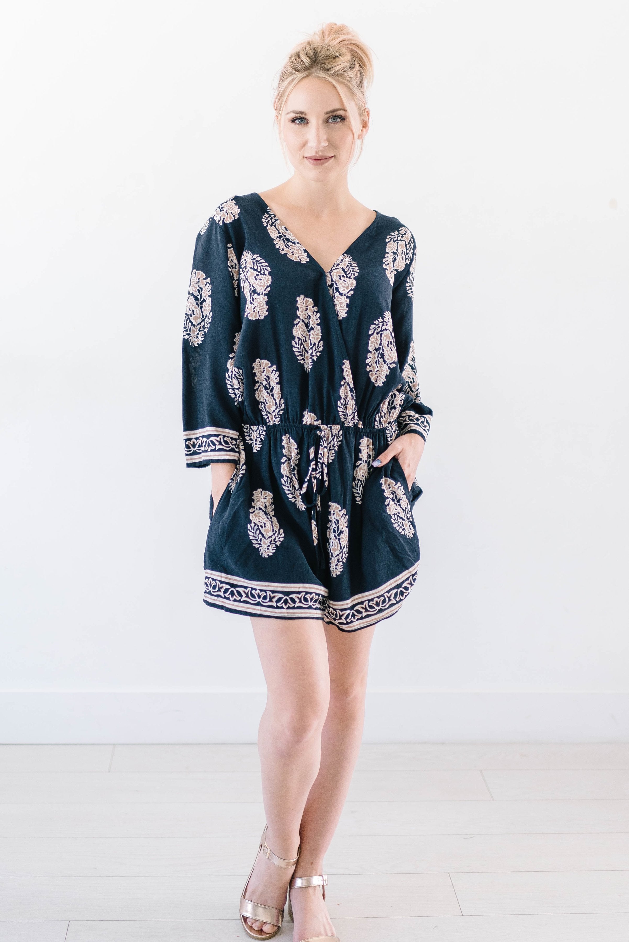Mercer Navy Romper