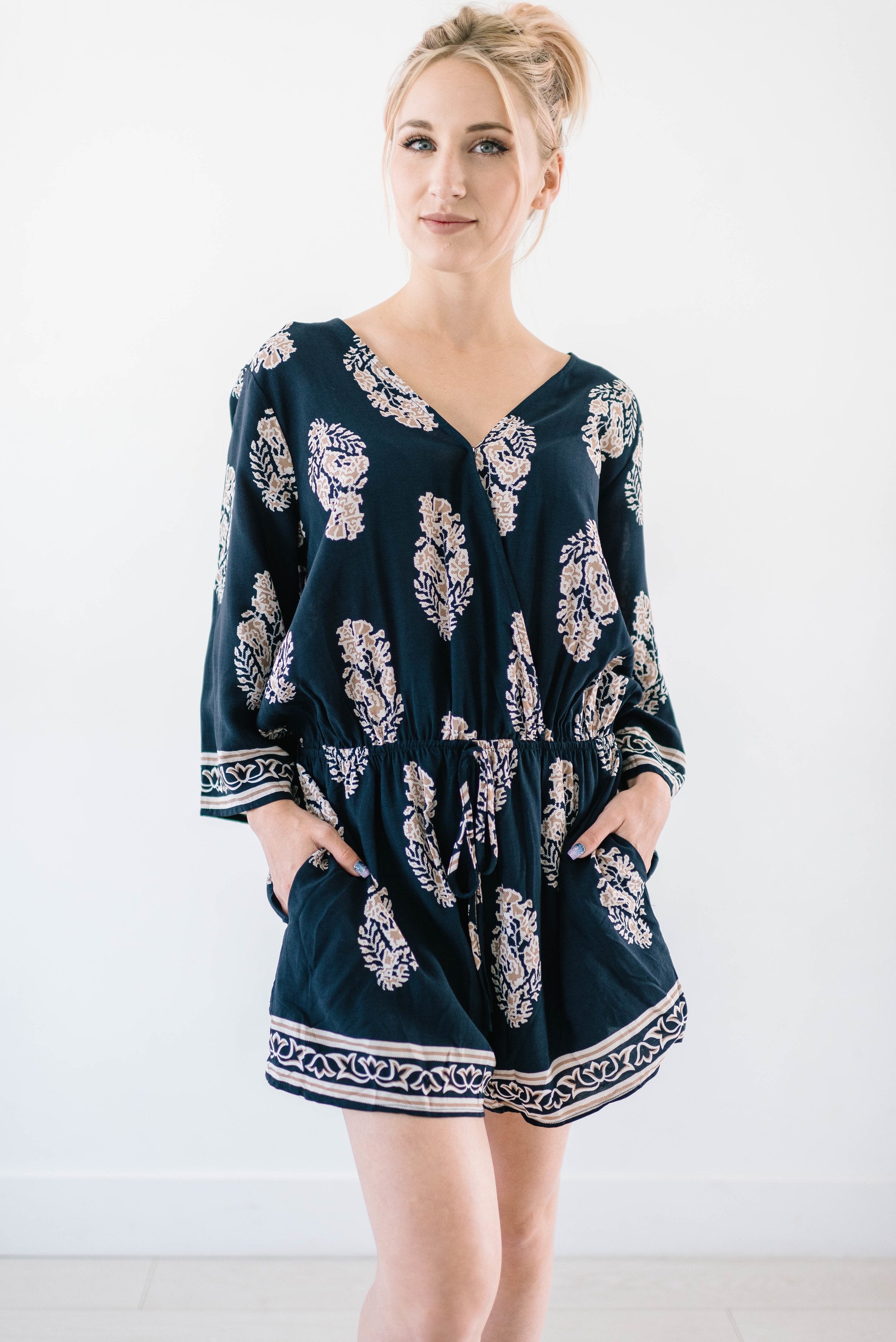 Mercer Navy Romper