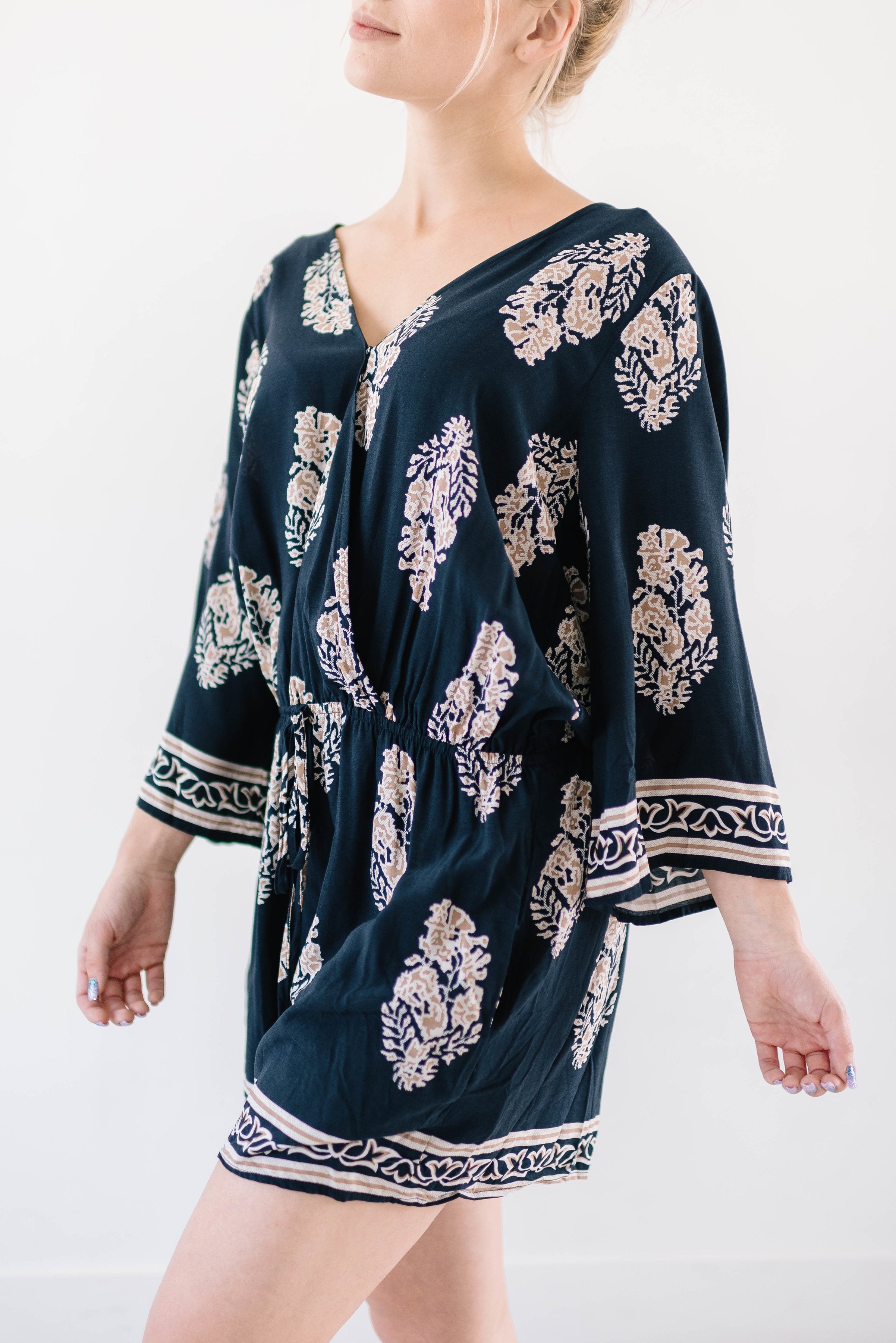 Mercer Navy Romper