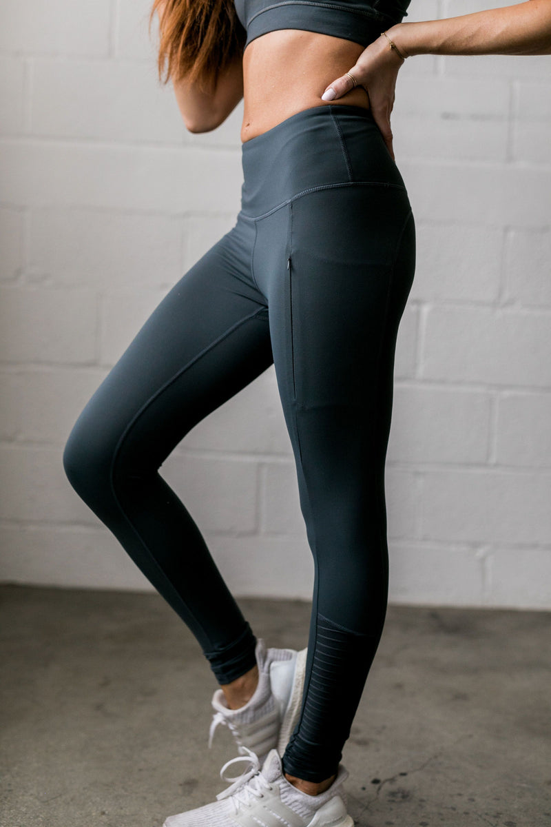 Mesh Moto Athletic Leggings In Pine