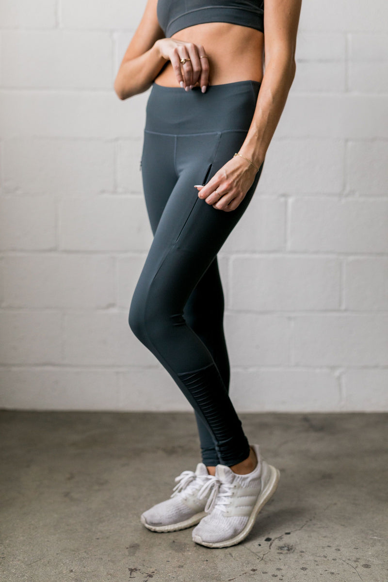 Mesh Moto Athletic Leggings In Pine