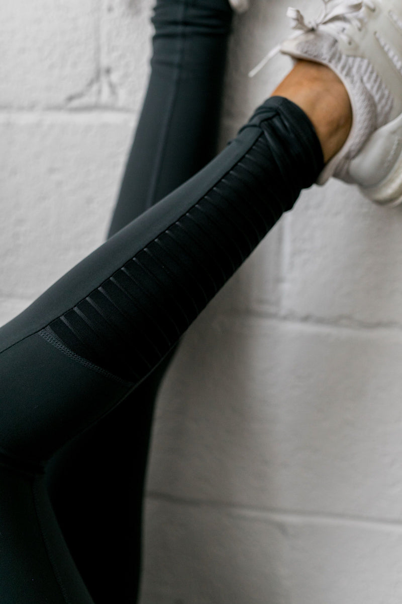 Mesh Moto Athletic Leggings In Pine