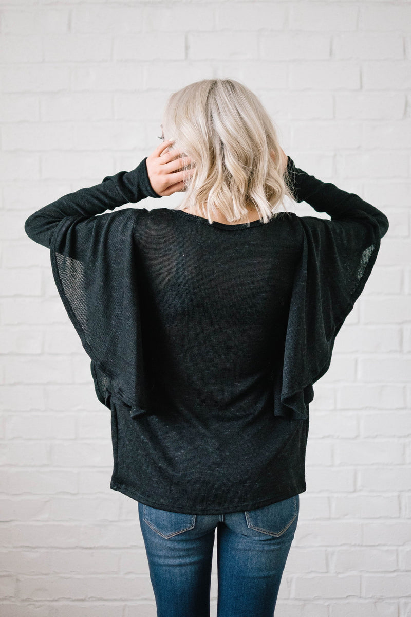 Midnight Ruffle Top in Black