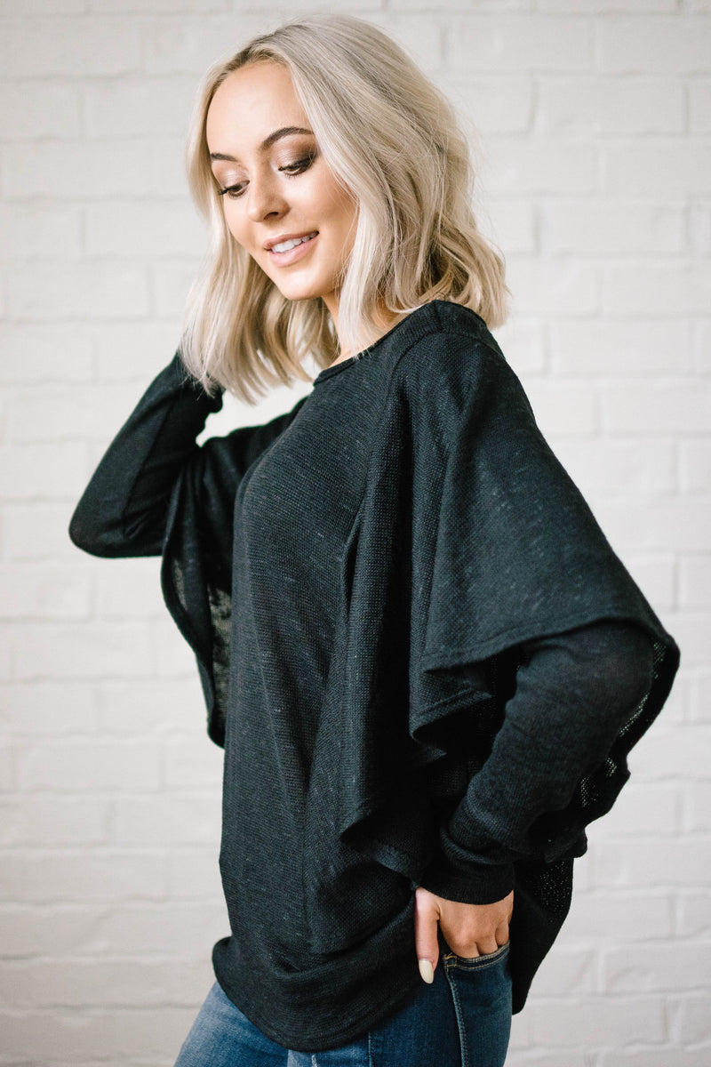 Midnight Ruffle Top in Black
