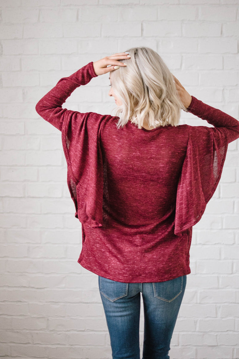 Midnight Ruffle Top in Burgundy