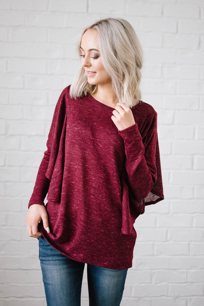 Midnight Ruffle Top in Burgundy