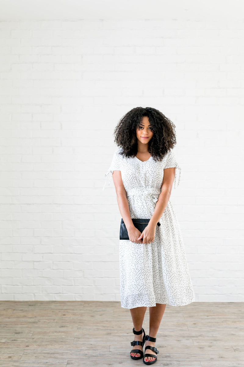 Mindy Midi Dress With Scattered Dots - ALL SALES FINAL