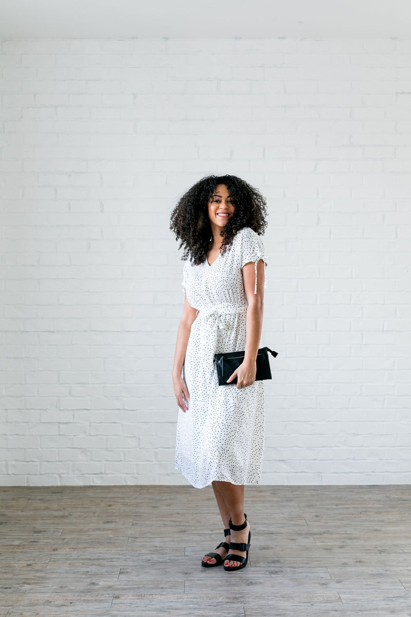 Mindy Midi Dress With Scattered Dots - ALL SALES FINAL