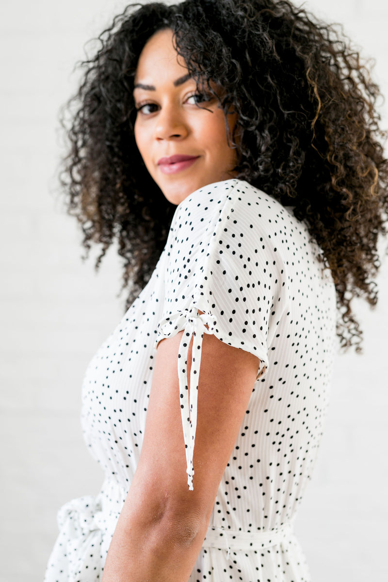 Mindy Midi Dress With Scattered Dots - ALL SALES FINAL