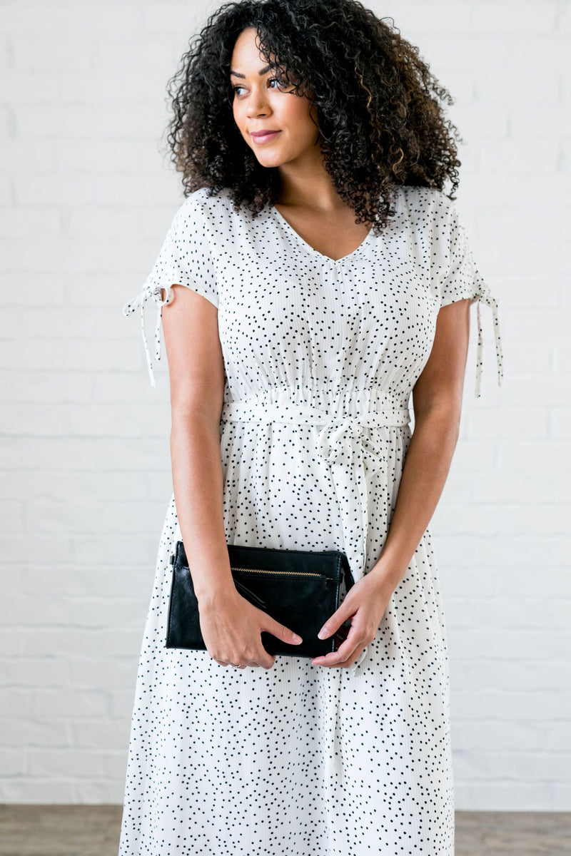 Mindy Midi Dress With Scattered Dots - ALL SALES FINAL