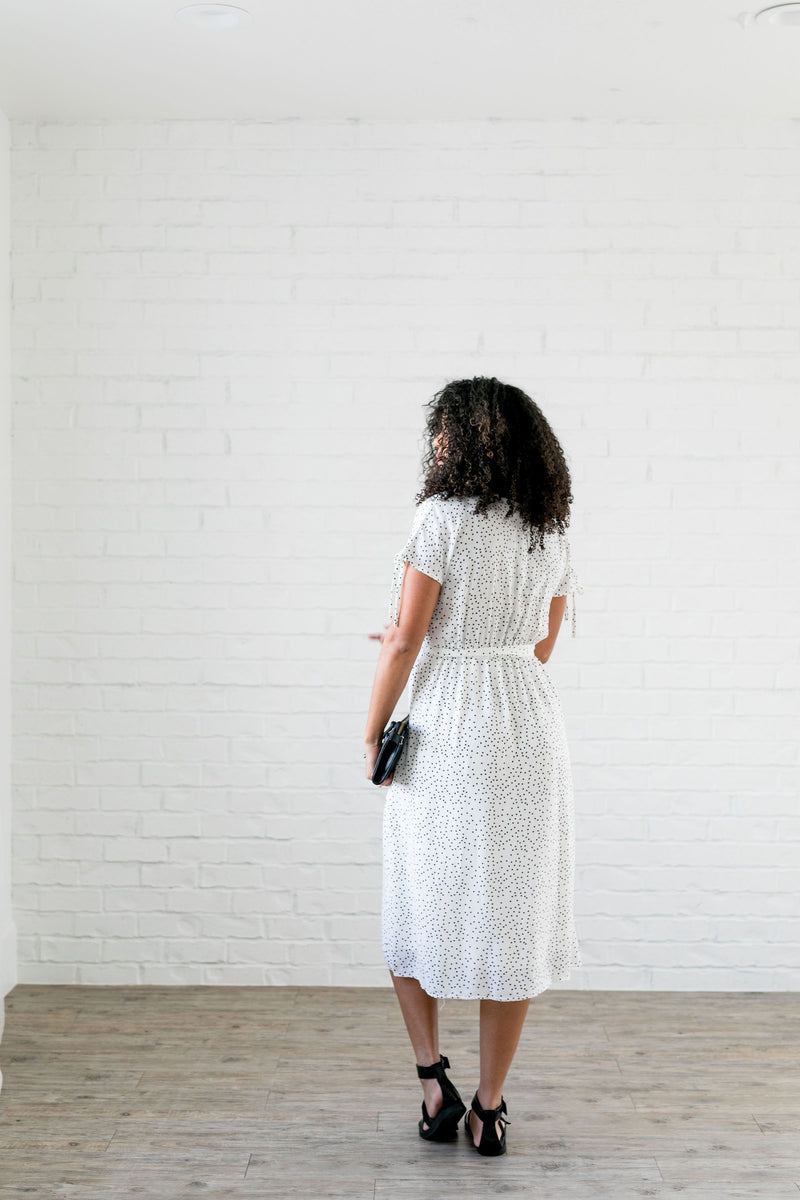 Mindy Midi Dress With Scattered Dots - ALL SALES FINAL