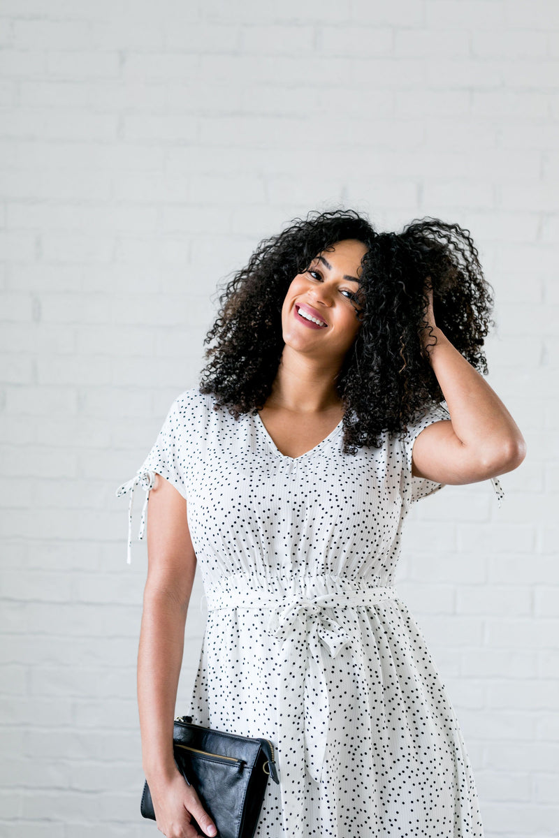 Mindy Midi Dress With Scattered Dots - ALL SALES FINAL