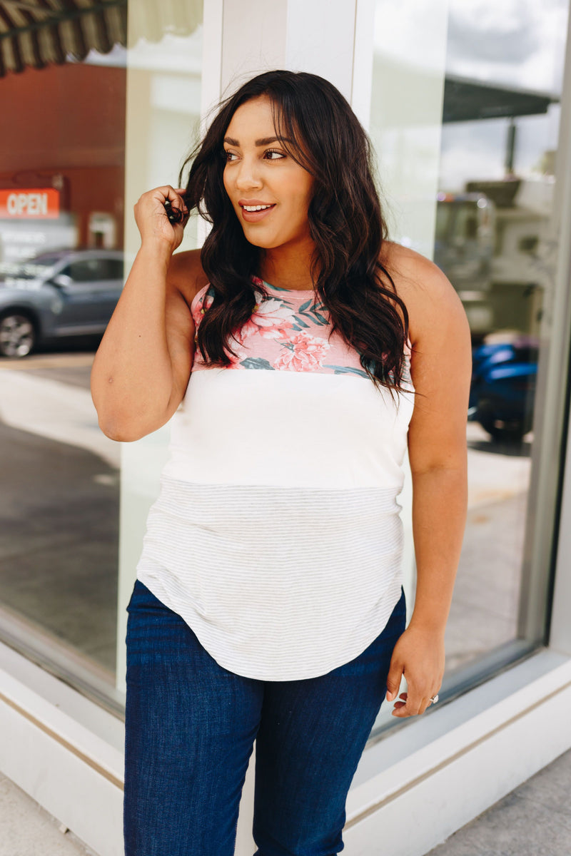 Mix It Up Color Block Tank In Blush