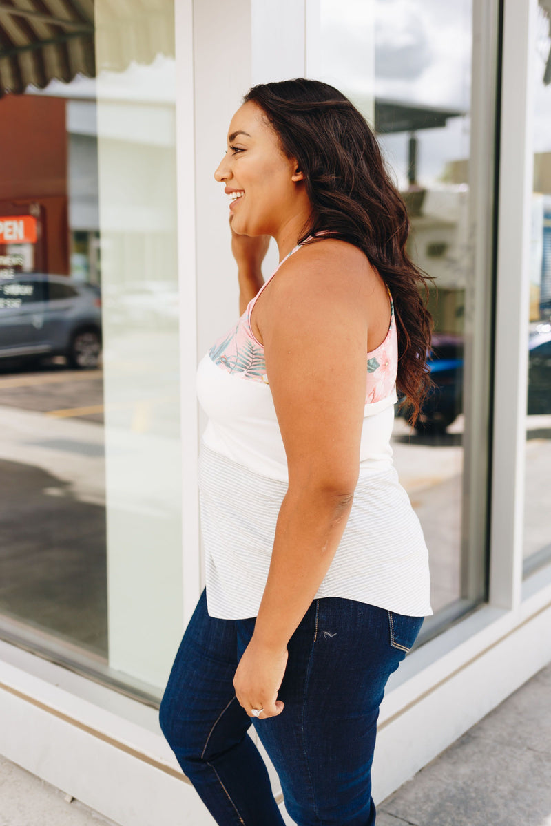 Mix It Up Color Block Tank In Blush