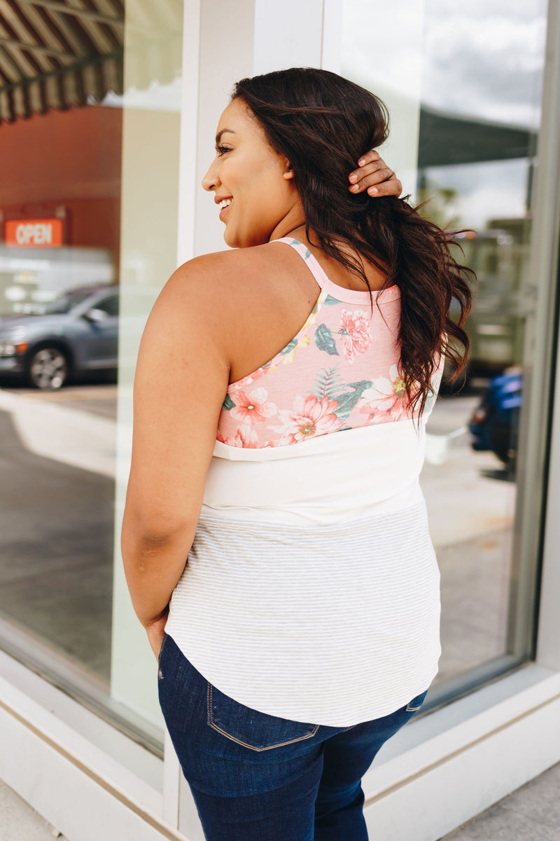 Mix It Up Color Block Tank In Blush