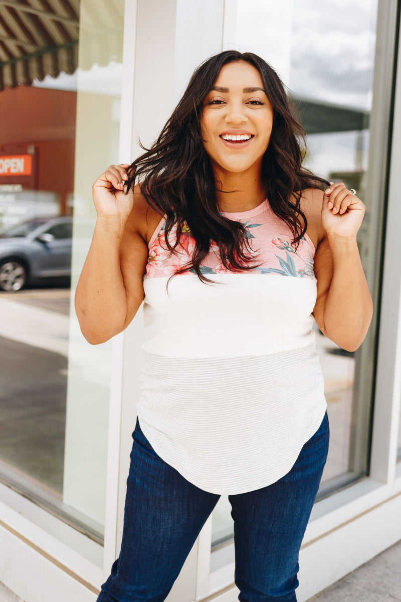 Mix It Up Color Block Tank In Blush