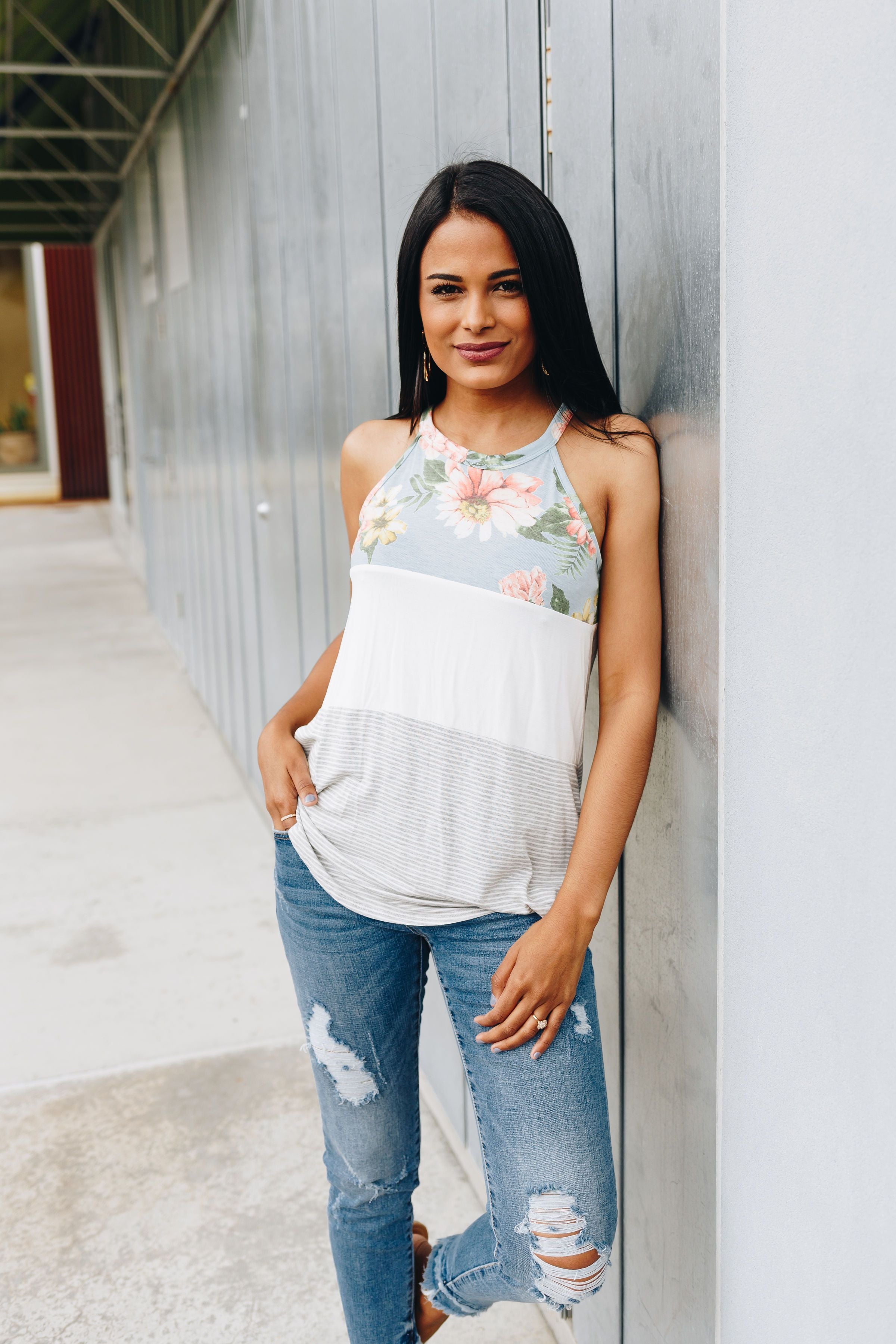 Mix It Up Color Block Tank In Mint