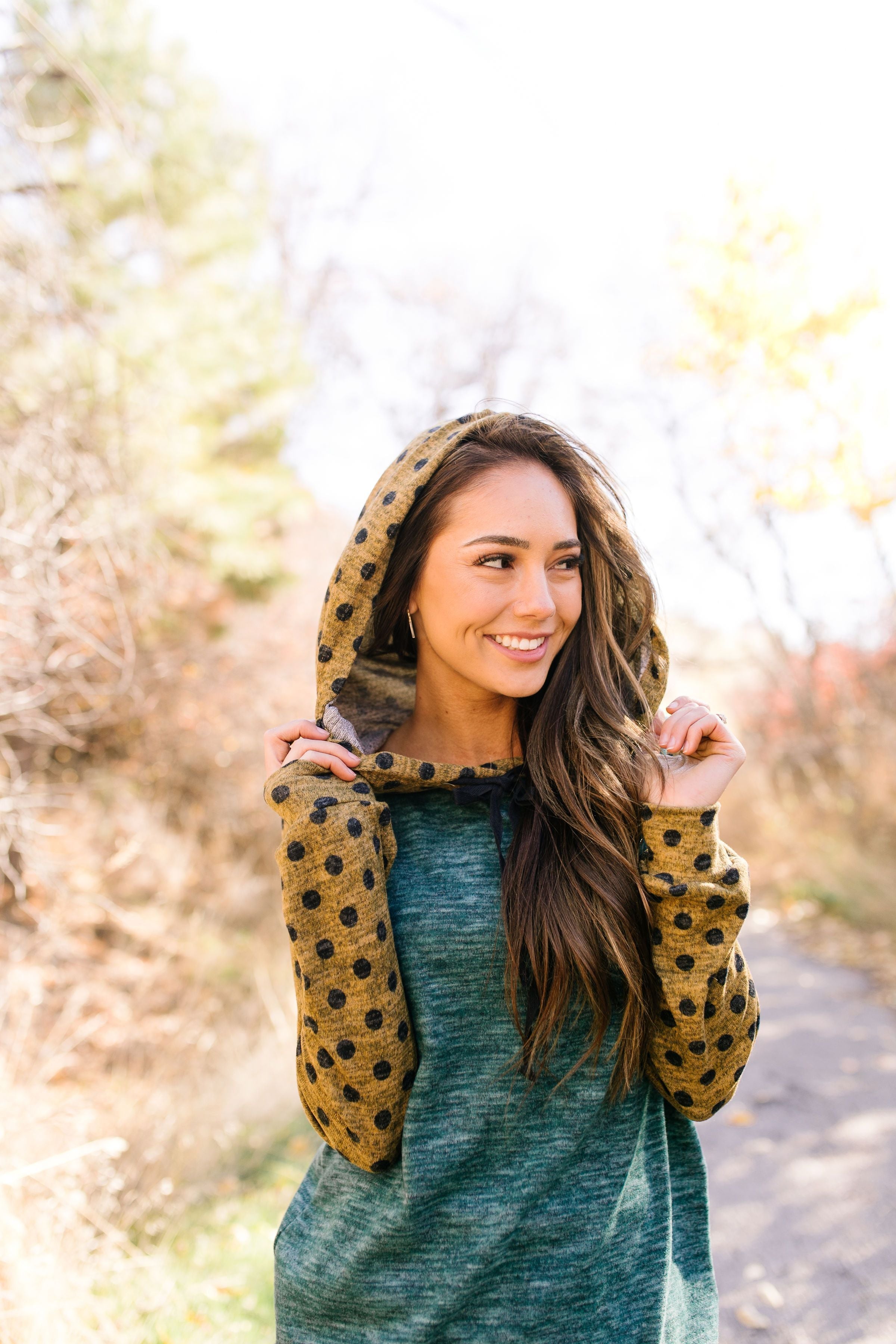 Mix Things Up Raglan Polka Dot Hoodie - ALL SALES FINAL