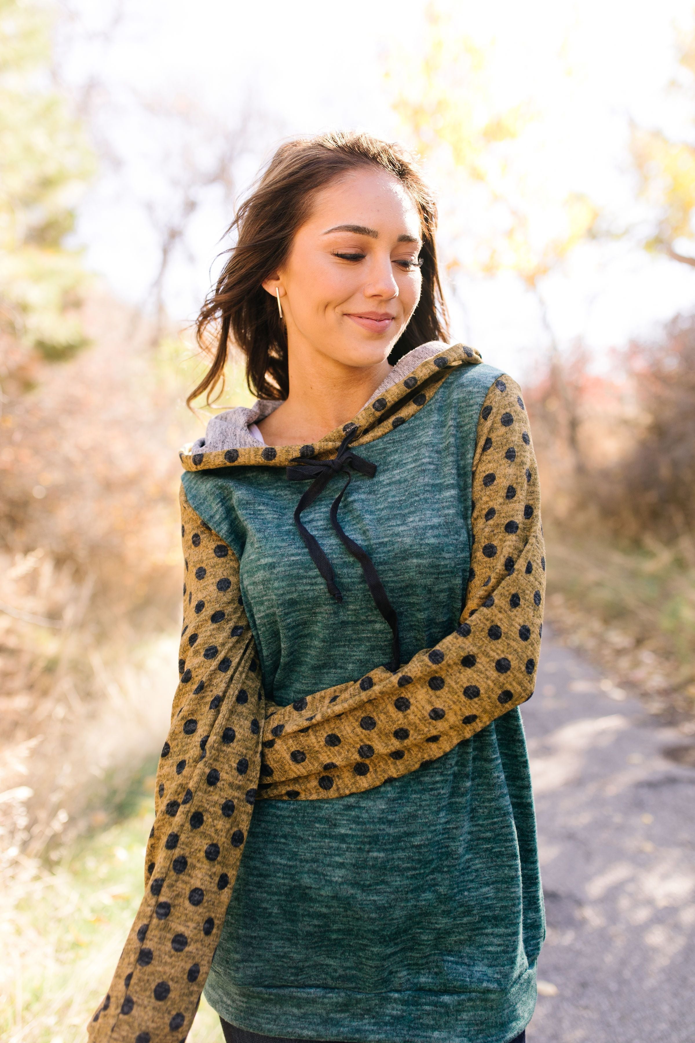 Mix Things Up Raglan Polka Dot Hoodie - ALL SALES FINAL