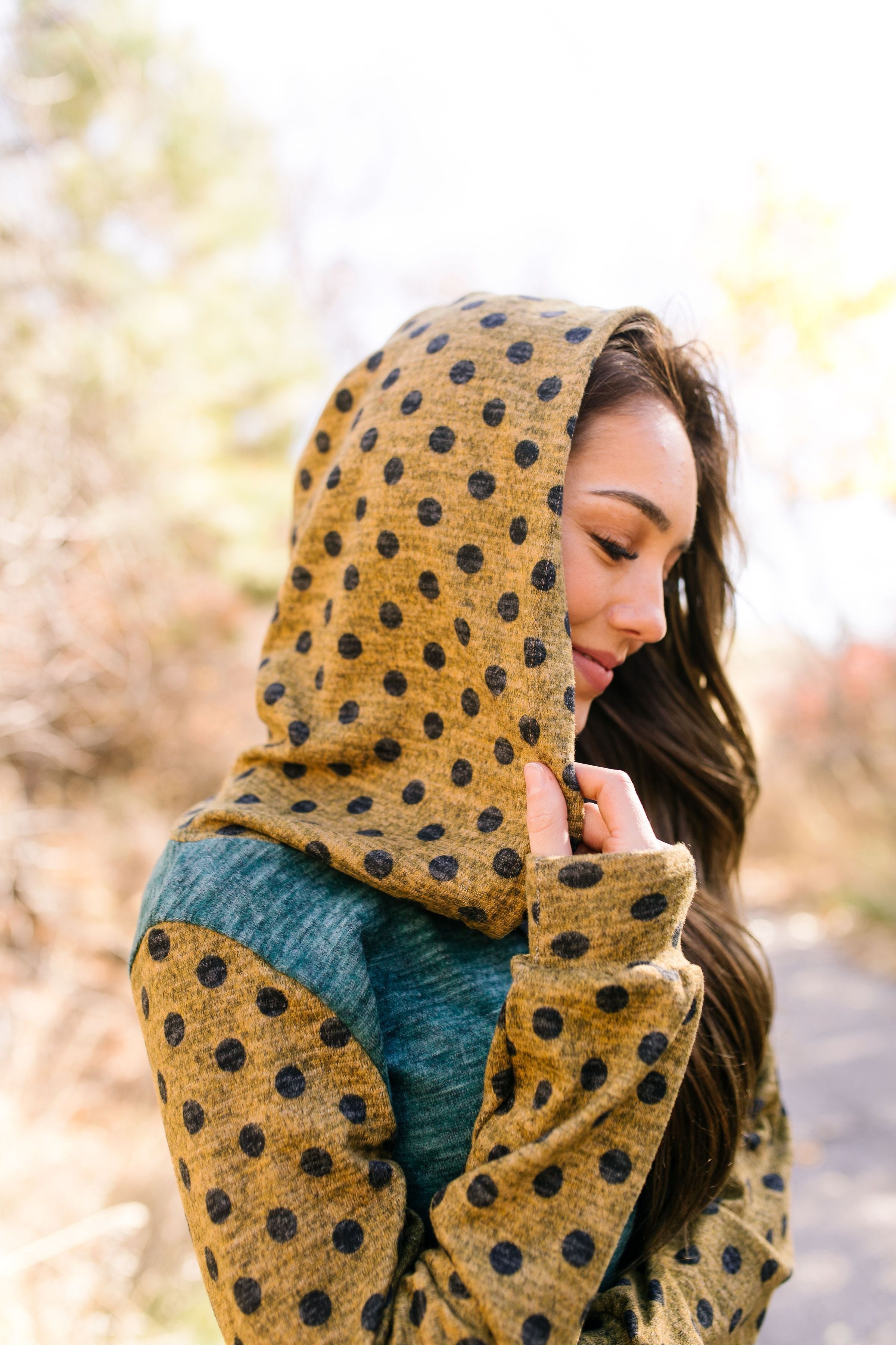 Mix Things Up Raglan Polka Dot Hoodie - ALL SALES FINAL