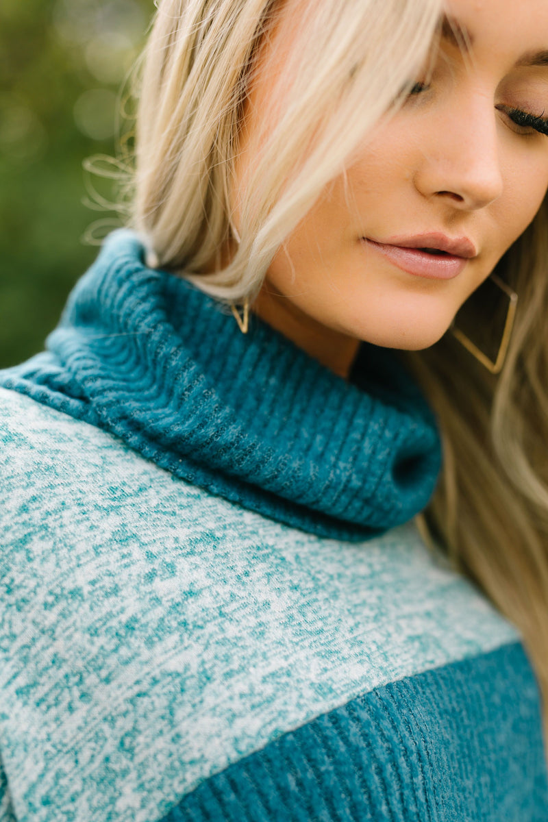 Mix Things Up Turtleneck in Teal
