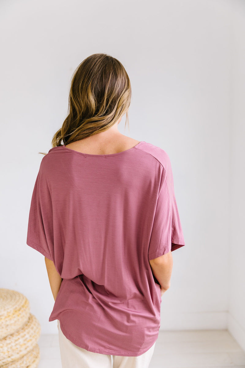 Modal Twist V-Neck In Mauve