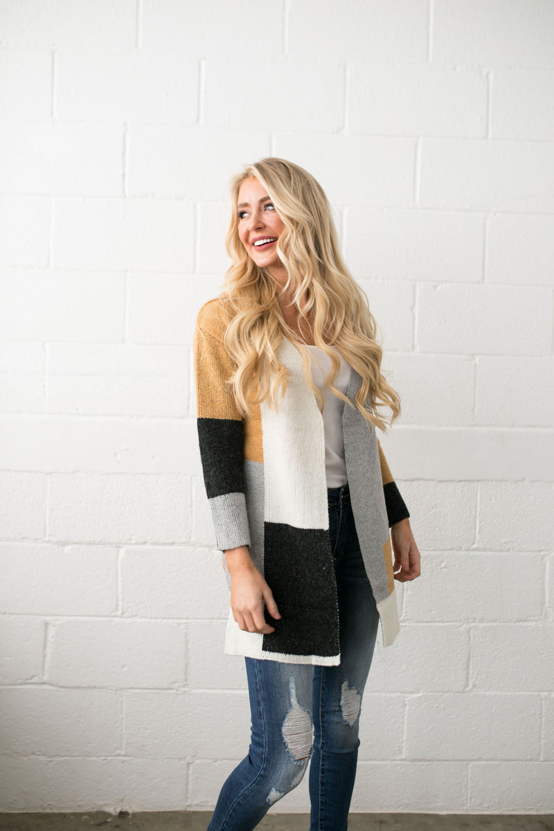 Modern Art Colorblock Cardigan
