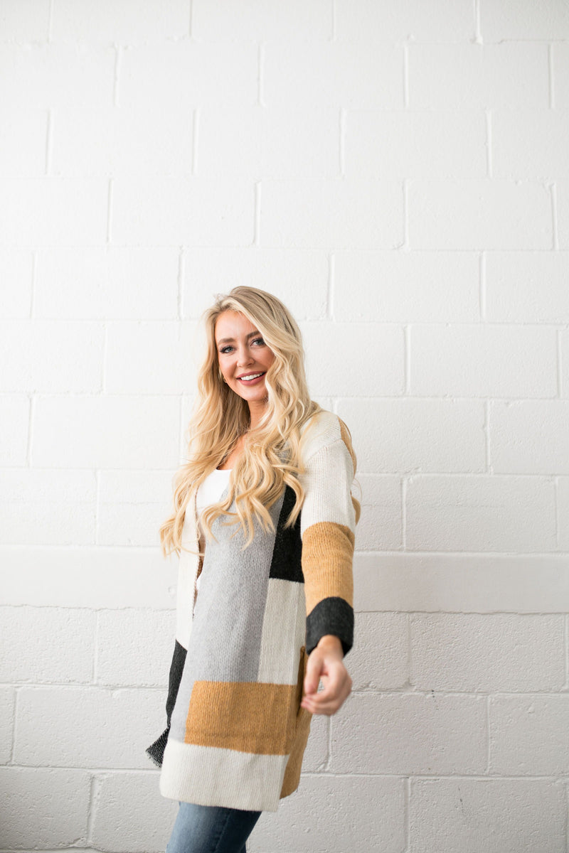 Modern Art Colorblock Cardigan