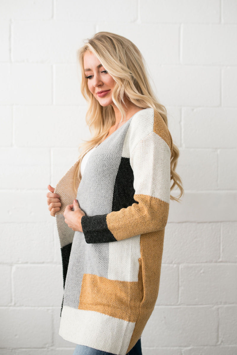 Modern Art Colorblock Cardigan