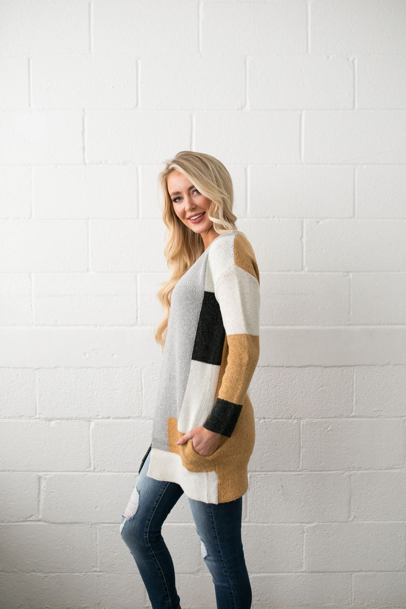 Modern Art Colorblock Cardigan