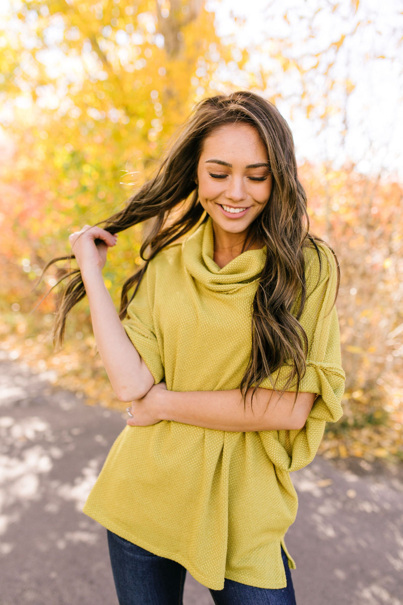 Must Have Cowl Neck Pullover In Mustard - ALL SALES FINAL
