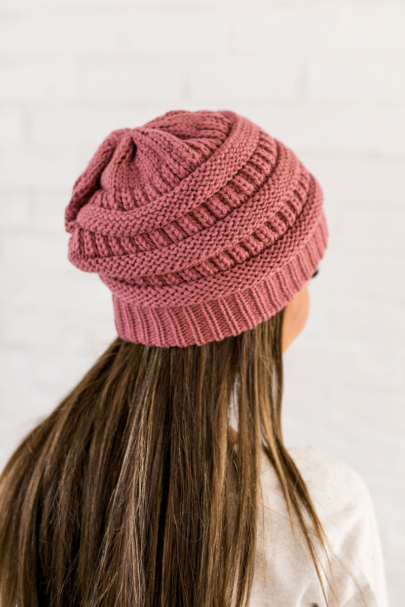 Nifty Knit Beanie In Mauve - ALL SALES FINAL